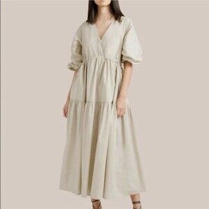 Modern Citizen Lyra Tiered Maxi Dress XS/S Sand Organic Cotton Resort Coastal